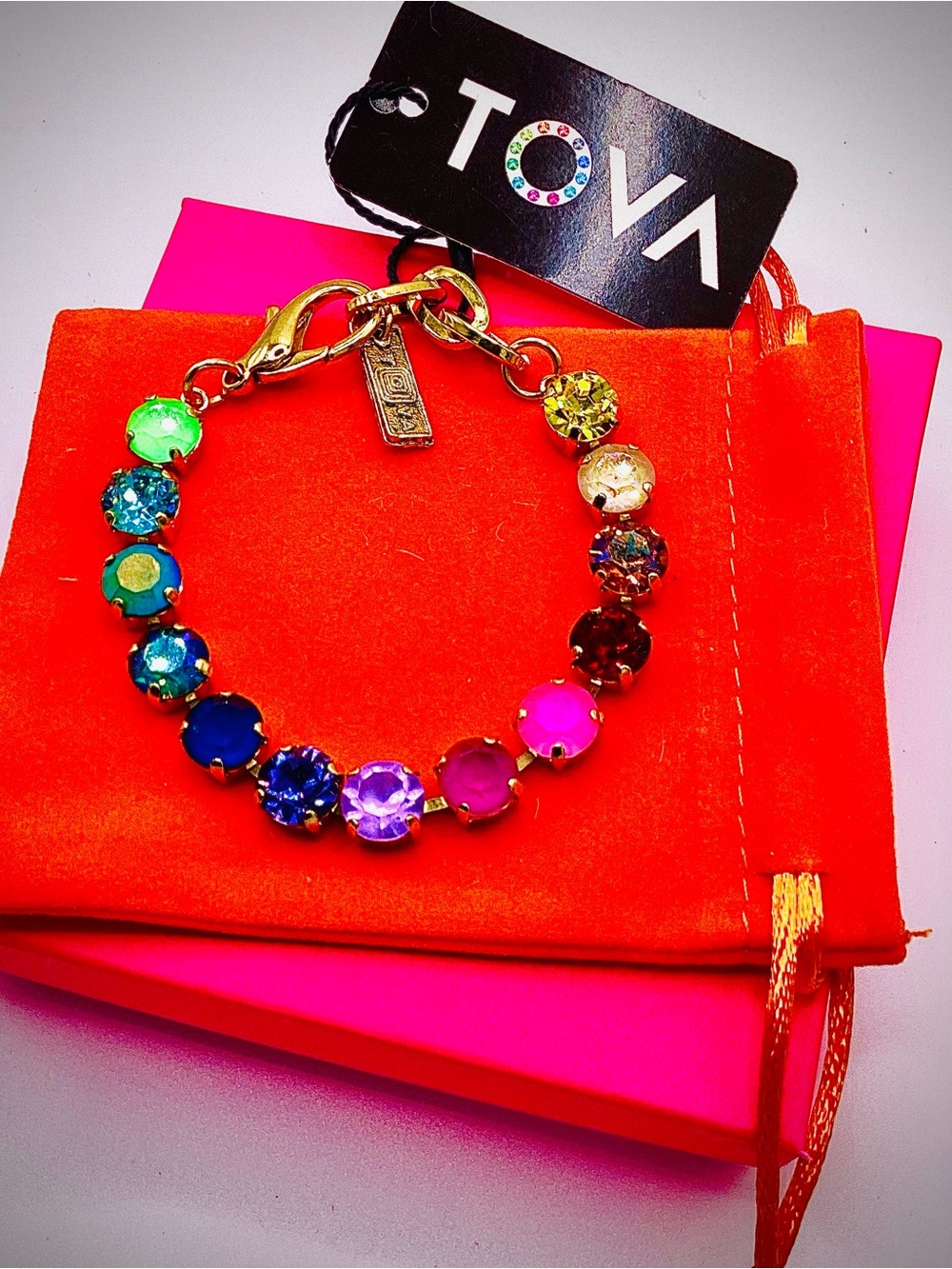 Multicolor Crystal Bracelet - Gold Chain Women's Bracelet